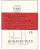 Les Cahiers de l'Hermeneutique. No. 1